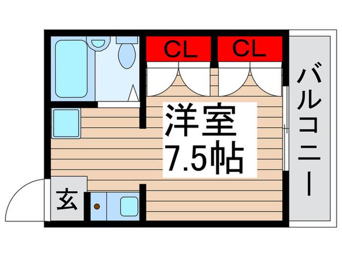 BLUE GE(ワンルーム/2階)の間取り写真