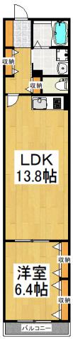 ドミール フジ(1LDK/2階)の間取り写真