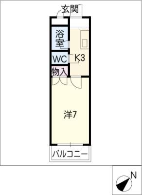 レークハヤI(1K/2階)の間取り写真