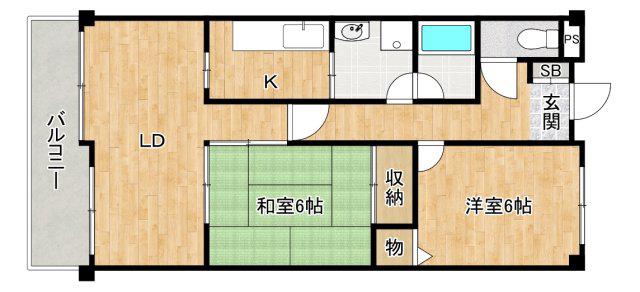 ガーデンヒルズ(2LDK/3階)の間取り写真