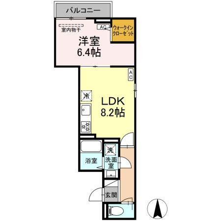 セレスティア関原201(1LDK/2階)の間取り写真