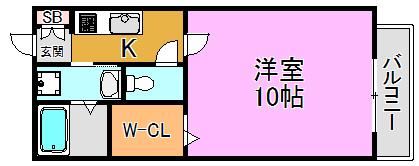 メゾンK(1K/2階)の間取り写真