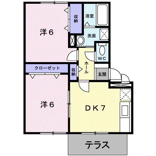 ガーデンハイツC(2DK/1階)の間取り写真