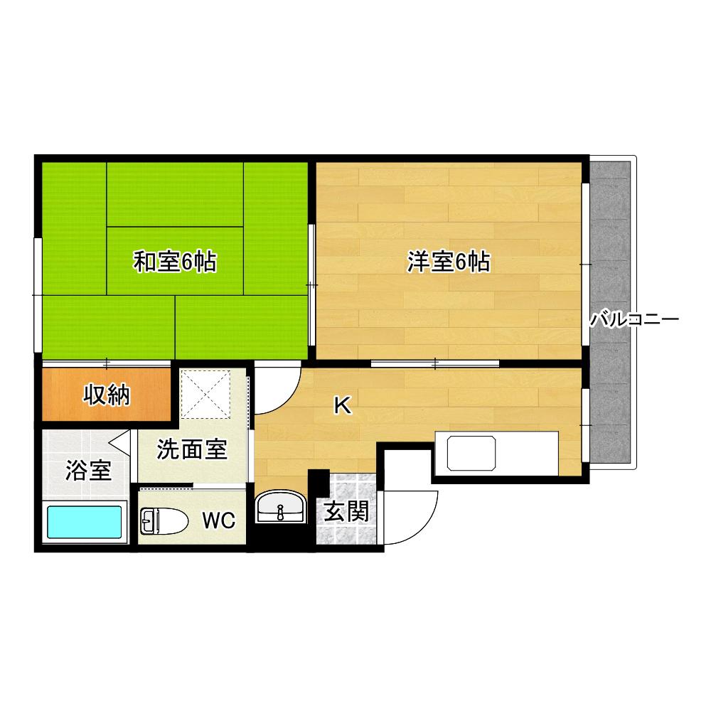 上町コーポレーション(2K/3階)の間取り写真