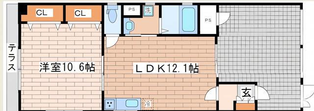 リーフマンション(1LDK/1階)の間取り写真
