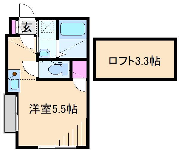 ドルフィン神之木町III(1K/1階)の間取り写真