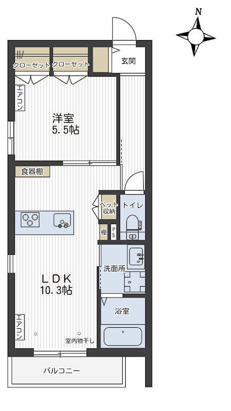COMFORTMAISON浦和元町(1LDK/2階)の間取り写真