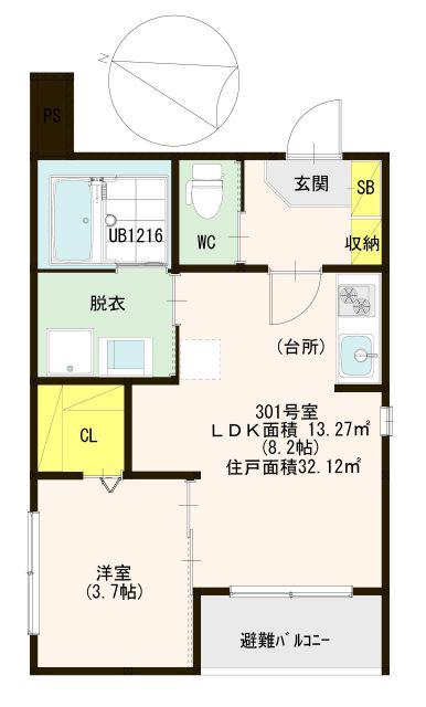 NYスタイルズ玉造(1LDK/3階)の間取り写真