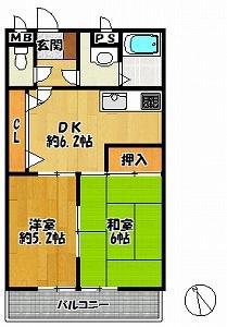 カサ高次(2DK/1階)の間取り写真