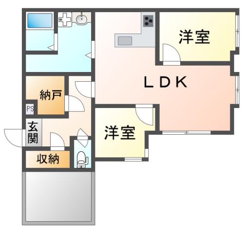 カーサ千里山(2SLDK/2階)の間取り写真