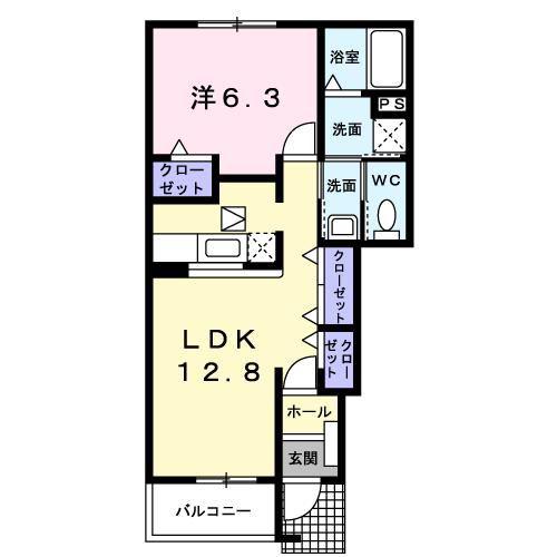 エルフィン(1LDK/1階)の間取り写真