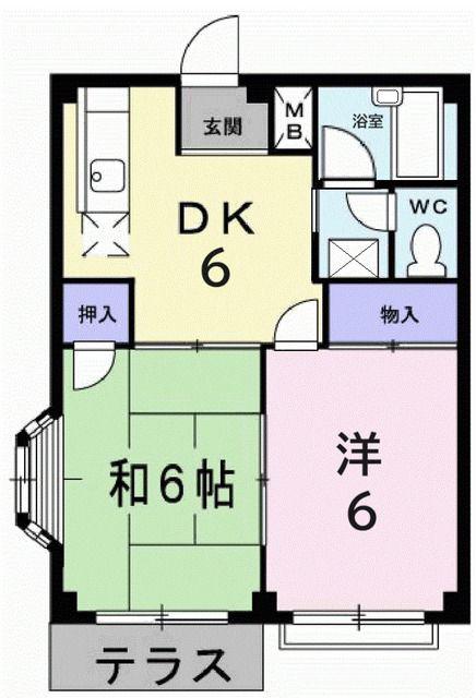 エルディム武井II(2DK/1階)の間取り写真