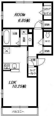 フィオーレ(1LDK/3階)の間取り写真