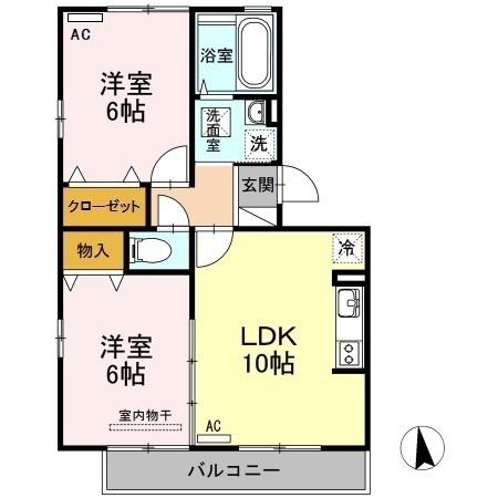 セントラル・メゾンA棟(2LDK/2階)の間取り写真
