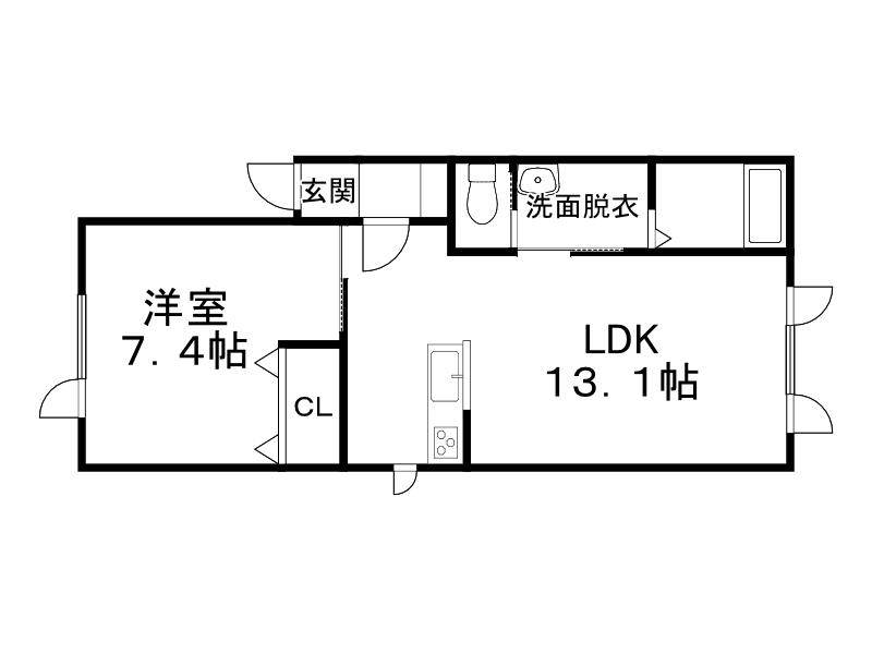 レジデンスやまと 四号館(1LDK/1階)の間取り写真