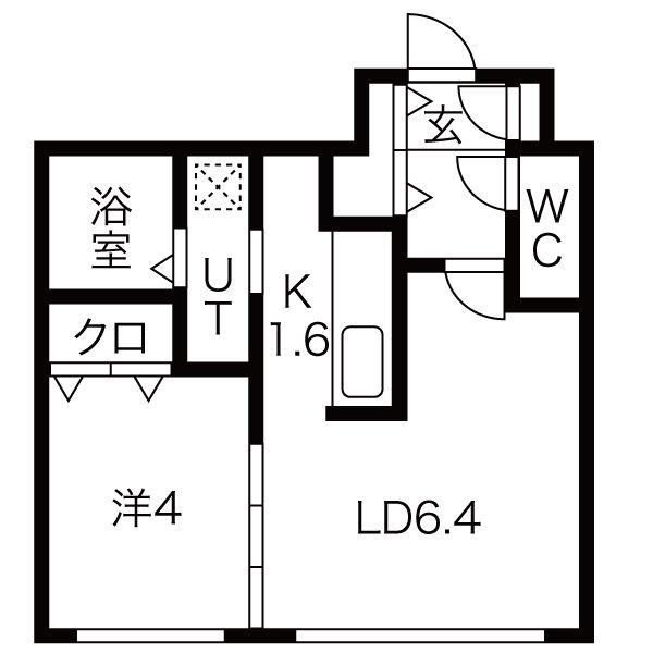 ENCHANTE発寒南(1LDK/4階)の間取り写真