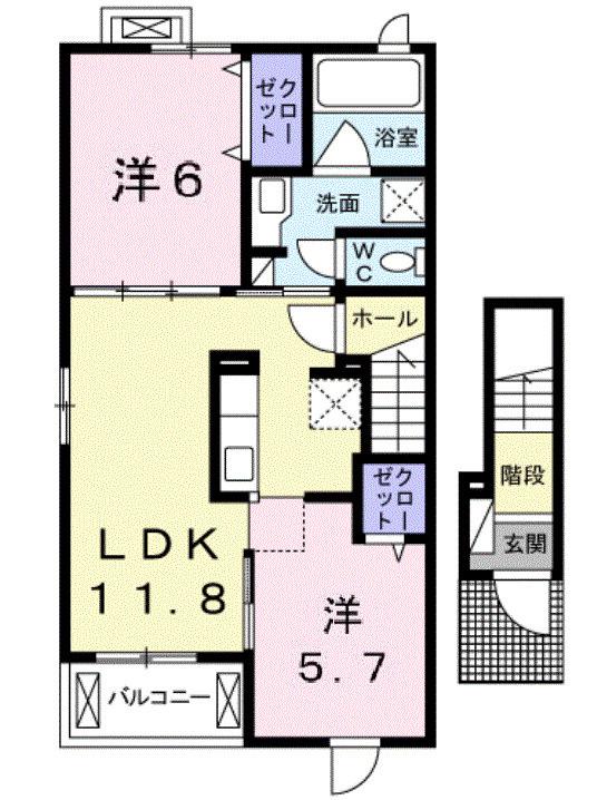 アリエッタIII(2LDK/2階)の間取り写真