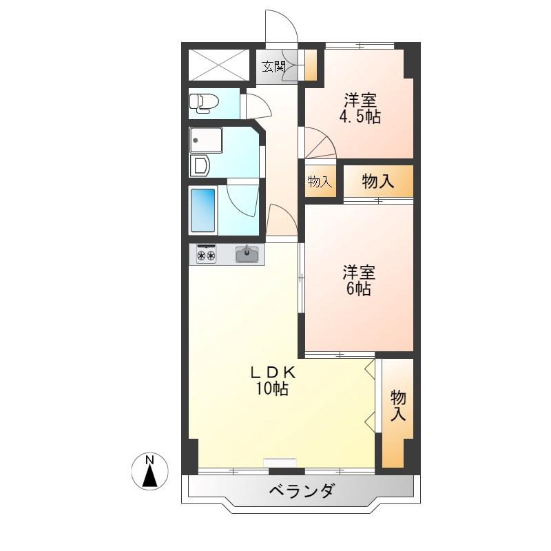 泉ヶ丘ハイツ(2LDK/4階)の間取り写真