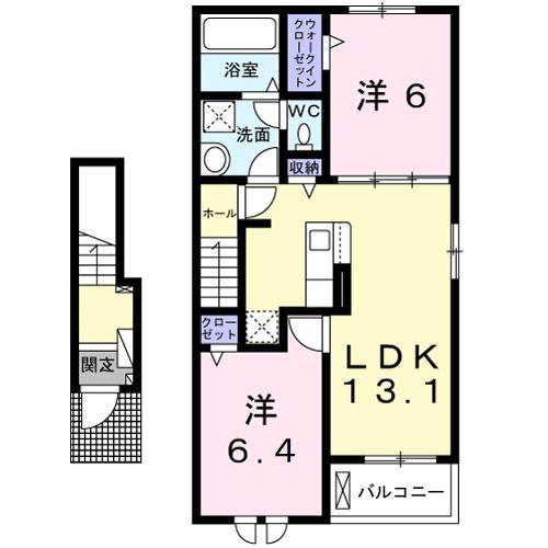 アライブ B(2LDK/2階)の間取り写真