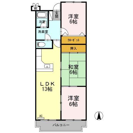 ハイツ高橋(3LDK/1階)の間取り写真