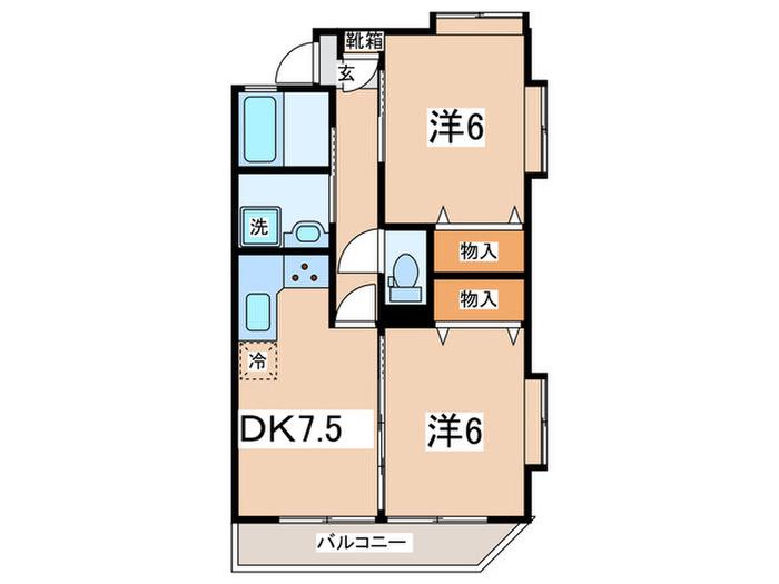 メゾン大倉山(2DK/1階)の間取り写真