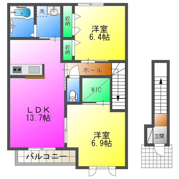 シャーメゾン西明石IA(2LDK/2階)の間取り写真