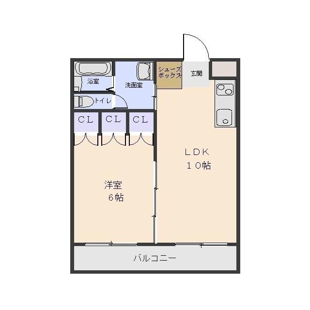 ロビンソンハイツ井野(1LDK/2階)の間取り写真
