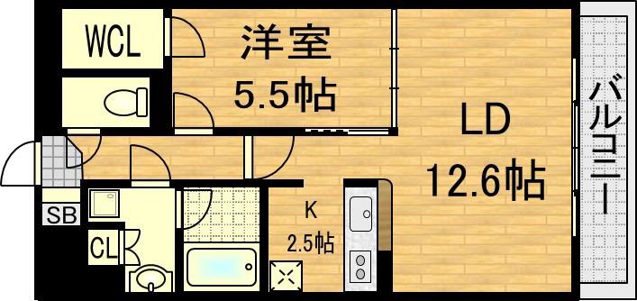 プレサンス京都西院(1LDK/5階)の間取り写真