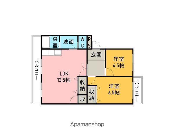 コーポひがしうら(2LDK/2階)の間取り写真