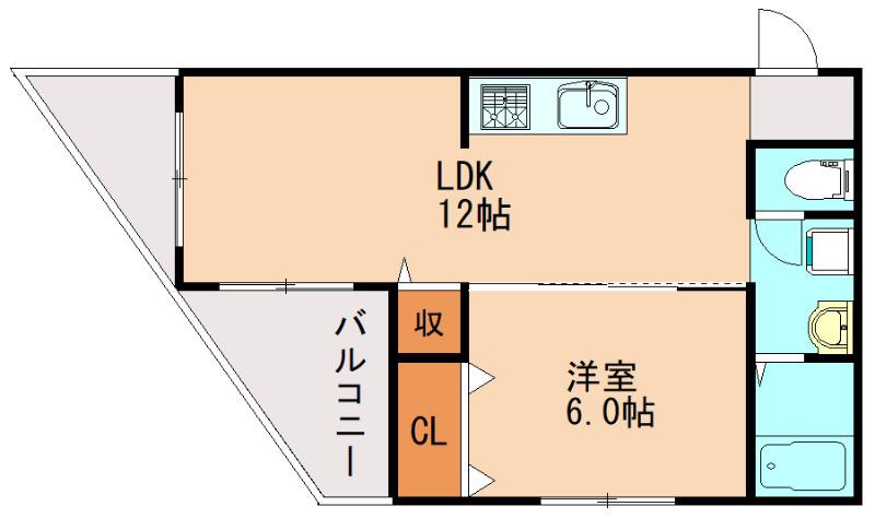 竜王ハイツ(1LDK/3階)の間取り写真