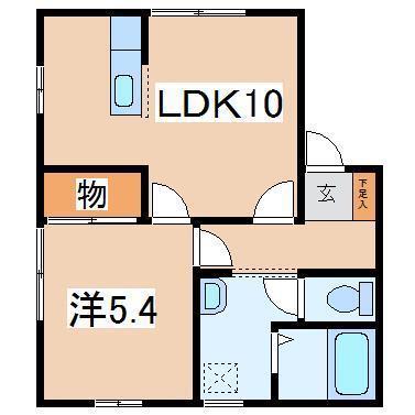 イーストロードNF(1LDK/1階)の間取り写真