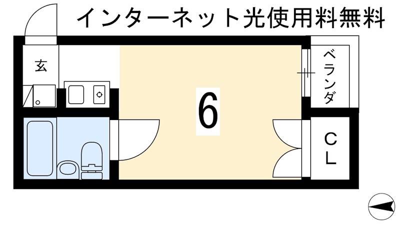 叡山電鉄叡山本線 修学院駅 徒歩13分 2階建 築36年(1K/2階)の間取り写真