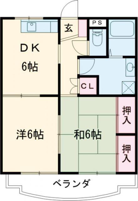ファイブアイランドII(2DK/1階)の間取り写真