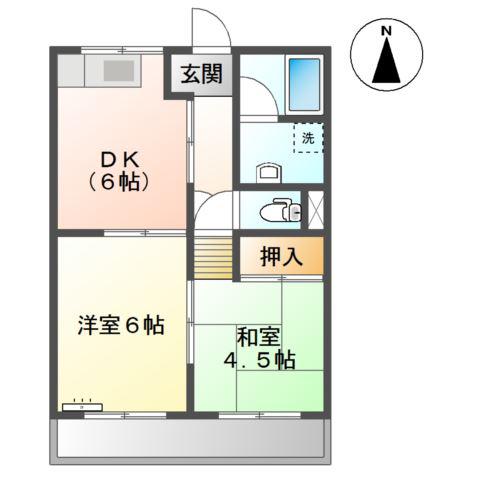 アメニティハイム21(2DK/2階)の間取り写真