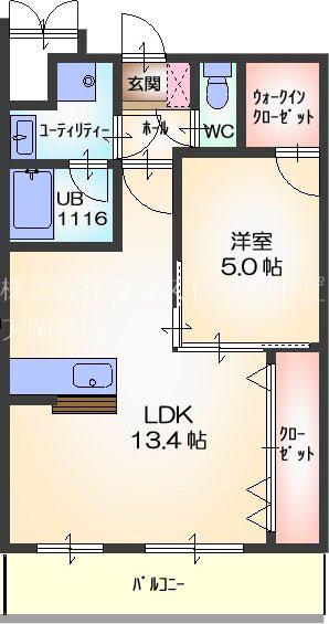 プライム岡崎プレイス(1LDK/9階)の間取り写真