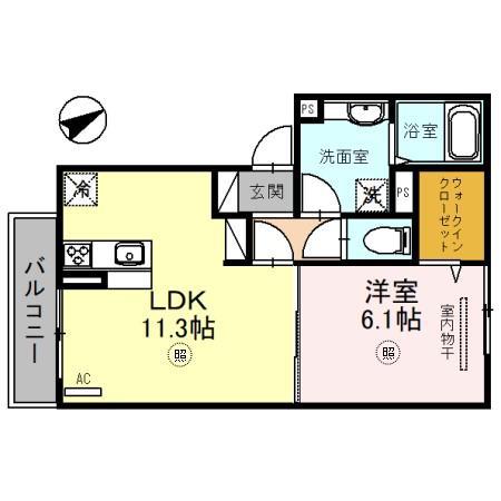 シャルムソフィアII(1LDK/2階)の間取り写真