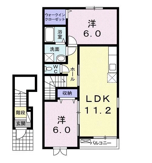 セレーノB(2LDK/2階)の間取り写真