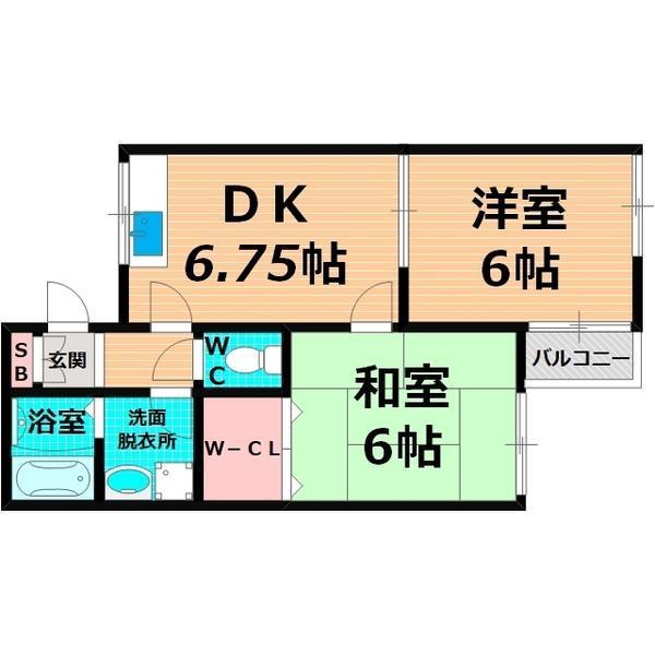シームリーワン(2DK/1階)の間取り写真
