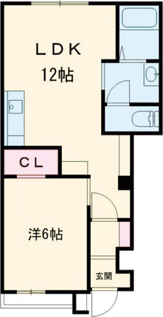 カームリーピュアA(1LDK/1階)の間取り写真