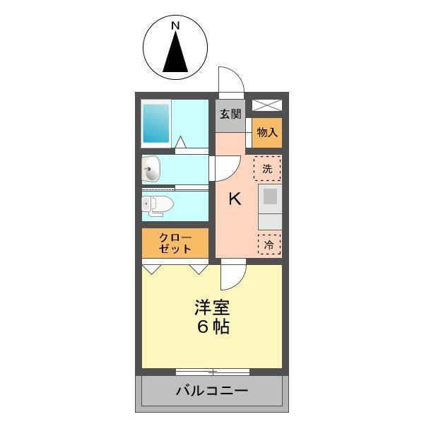 ウエスト1(1K/2階)の間取り写真