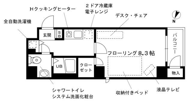 プチグランデ駒形(1K/4階)の間取り写真