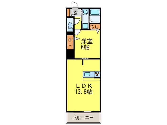S-FORT警固タワー(1LDK/6階)の間取り写真