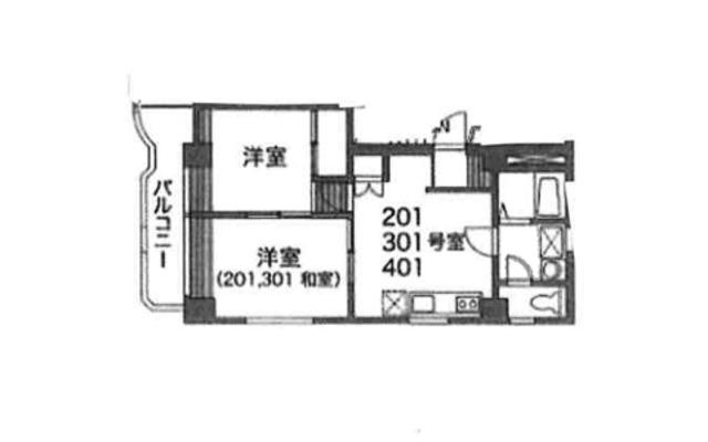 ベルジュピノ(2DK/2階)の間取り写真