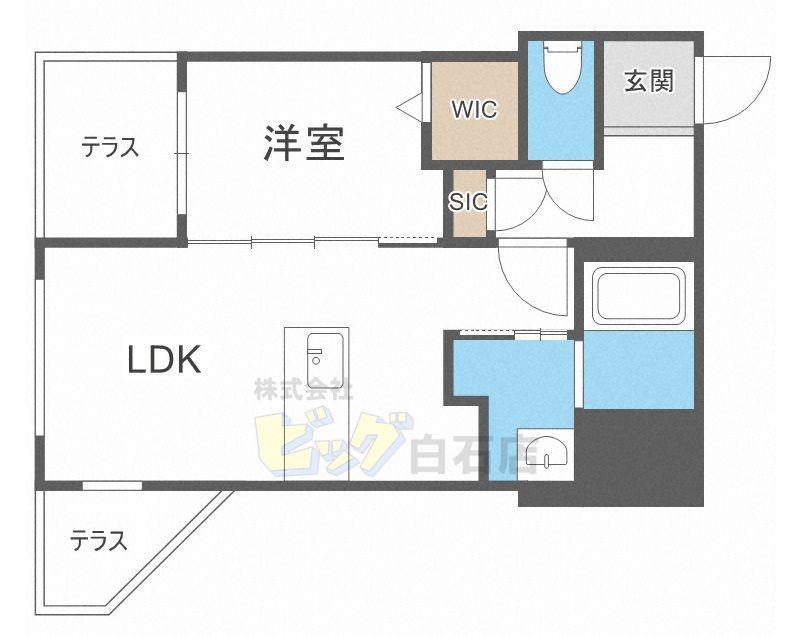 ヴァンテール月寒東(1LDK/1階)の間取り写真