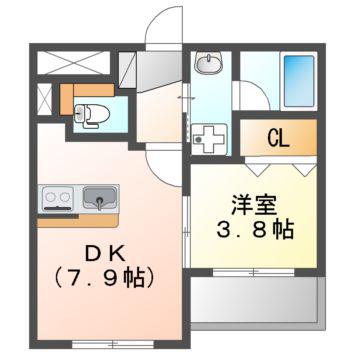LA BONBONNIER(1DK/2階)の間取り写真