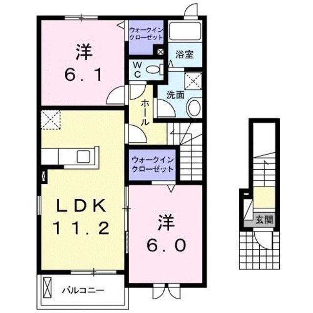 リジエールⅠ(2LDK/2階)の間取り写真