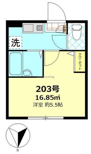 タックフォレスト四ツ木(1K/2階)の間取り写真