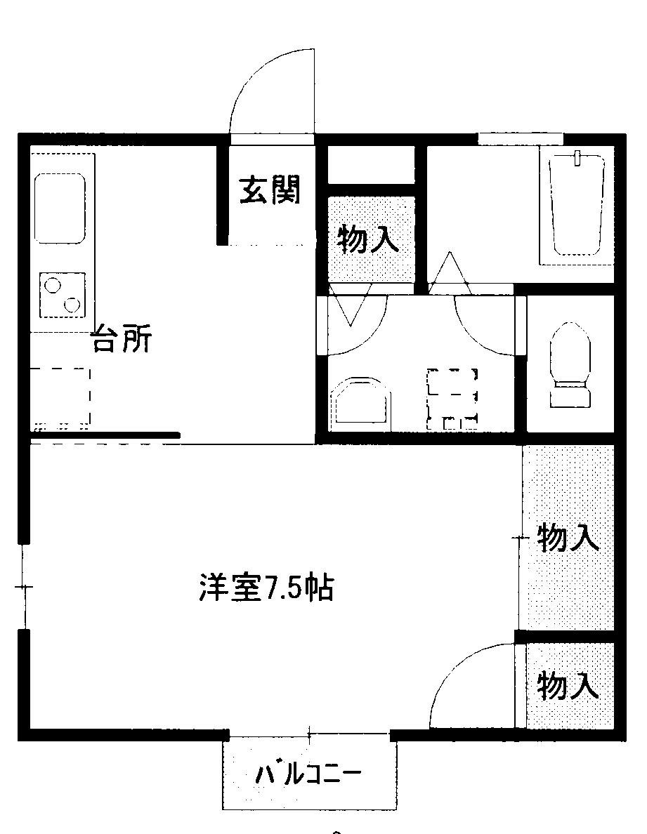 メゾンド・ゼフィルス(1K/2階)の間取り写真