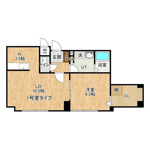 発寒サーティスI番館(1LDK/3階)の間取り写真