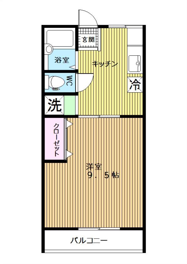 豊曜ビル(1K/3階)の間取り写真
